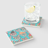 Dessous-de-verre En Pierre Chat dans le casquette (Côté)