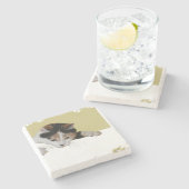 Dessous-de-verre En Pierre Chat de calicot (Côté)