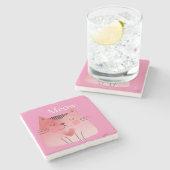 Dessous-de-verre En Pierre Chat de viande rose (Côté)