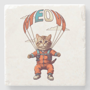 Dessous-de-verre En Pierre Chat drôle de parachutisme