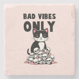 Dessous-de-verre En Pierre Chat Edgy - Vibes Mauvaises Seulement