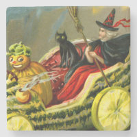 Chat et sorcière vintage d'Halloween noir