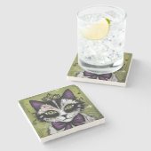 Dessous-de-verre En Pierre Chat gothique (Côté)