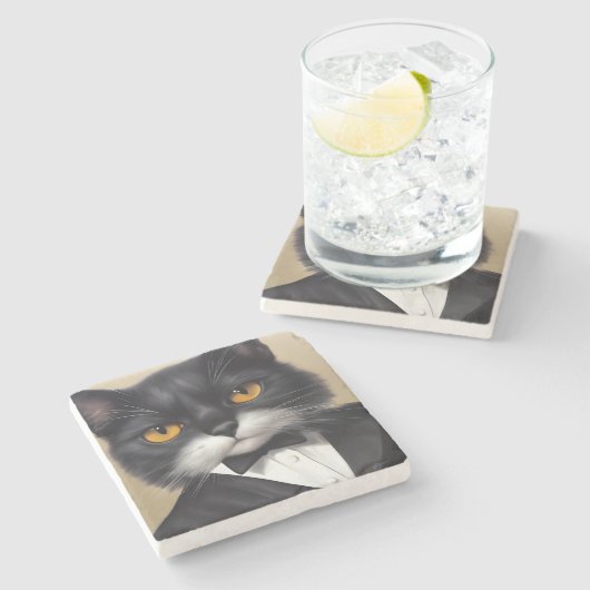 Dessous-de-verre En Pierre Chat intelligent (Côté)