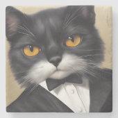 Dessous-de-verre En Pierre Chat intelligent (Devant)