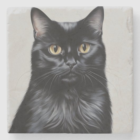 Dessous-de-verre En Pierre Chat noir (Devant)