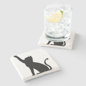 Dessous-de-verre En Pierre Chat noir (Côté)