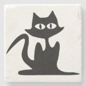 DESSOUS-DE-VERRE EN PIERRE CHAT NOIR (Devant)
