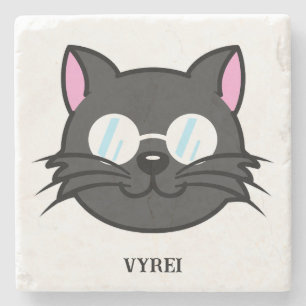 Dessous-de-verre En Pierre Chat noir Chat noir Chat gris Chat portant des lun