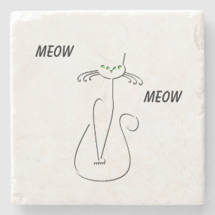 Dessous-de-verre En Pierre Chat noir Slinky Miaou Miaou Texte personnalisé Ye