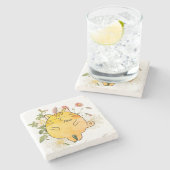 Dessous-de-verre En Pierre Chat roux endormi (Côté)
