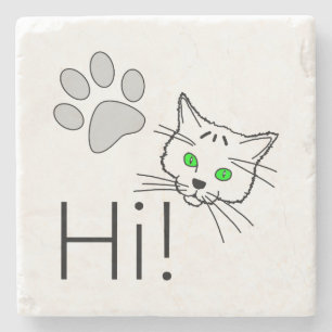 Dessous-de-verre En Pierre Chat - Salut !