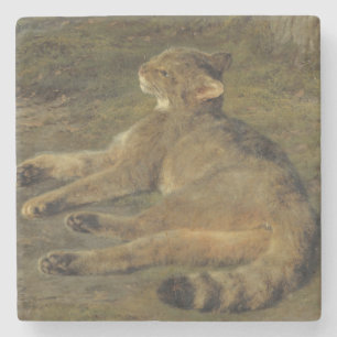 Dessous-de-verre En Pierre Chat sauvage (par Rosa Bonheur)