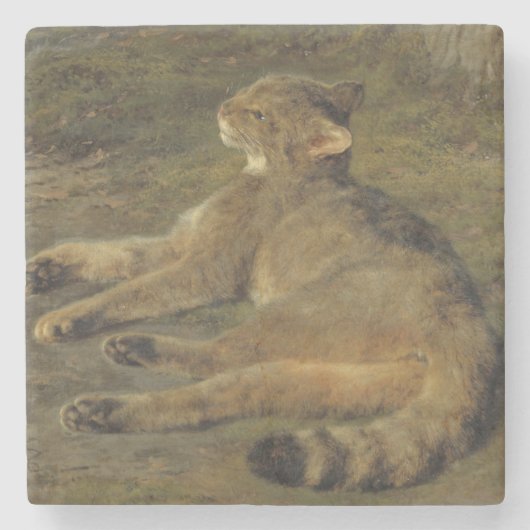 Dessous-de-verre En Pierre Chat sauvage (par Rosa Bonheur) (Devant)