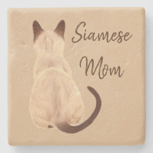 Dessous-de-verre En Pierre Chat Siamois Sasha Personne Kitty Regardant Ailleu