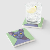 Dessous-de-verre En Pierre Chat Sphynx (Côté)