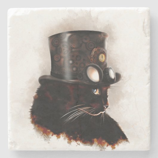 Dessous-de-verre En Pierre Chat steampunk (Devant)