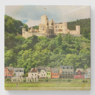 Dessous-de-verre En Pierre Château de Stone Dessous de verre Rhine River, Al