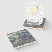 Dessous-de-verre En Pierre Château du Dragon médiéval coloré (Côté)