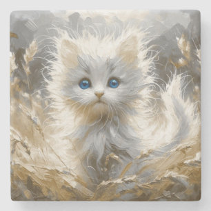 Dessous-de-verre En Pierre Chaton blanc précieux