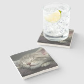 Dessous-de-verre En Pierre Chaton somnolent (Côté)