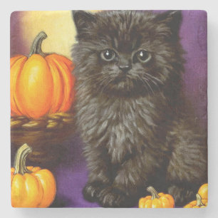 Dessous-de-verre En Pierre Chaton vintage d'Halloween