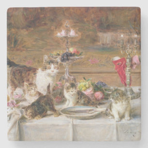 Dessous-de-verre En Pierre Chatons à un banquet, 19ème siècle