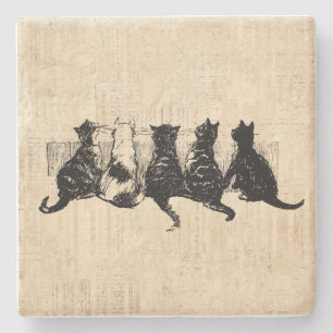 Dessous-de-verre En Pierre Chatons illustrés avec Arrière - plan de script