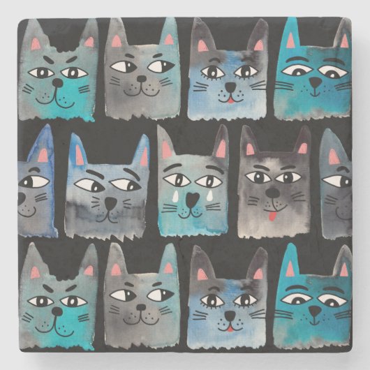 Dessous-de-verre En Pierre Chats bleus (Devant)