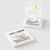 Dessous-de-verre En Pierre Chats + Café = Matins Meowgical.w (Côté)