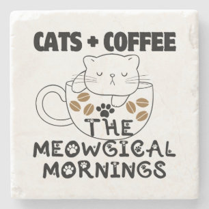 Dessous-de-verre En Pierre Chats + Café = Matins Meowgical.w