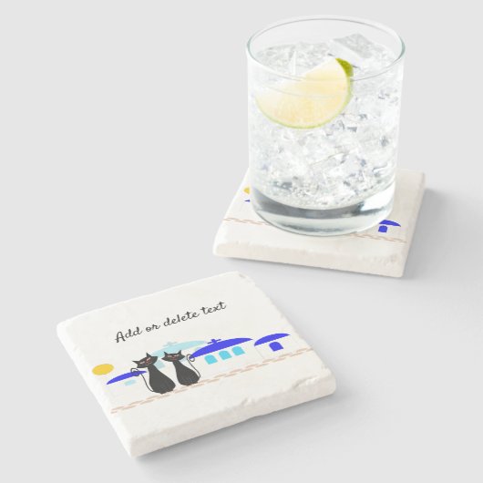 Dessous-de-verre En Pierre Chats noirs Scène grecque personnalisée (Côté)