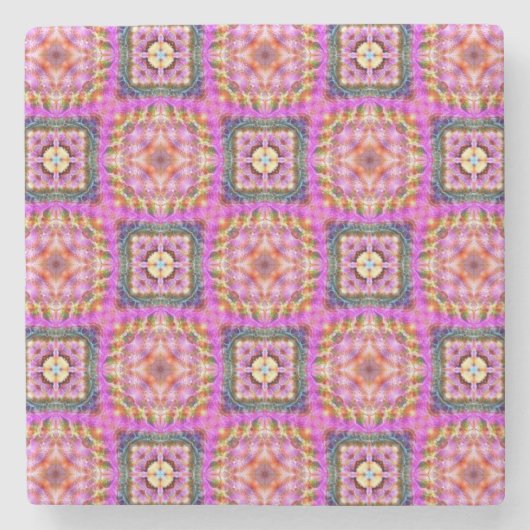 Dessous-de-verre En Pierre Checkered rose (Devant)