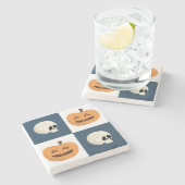 Dessous-de-verre En Pierre Checks de Skulls et Pumkins (Côté)