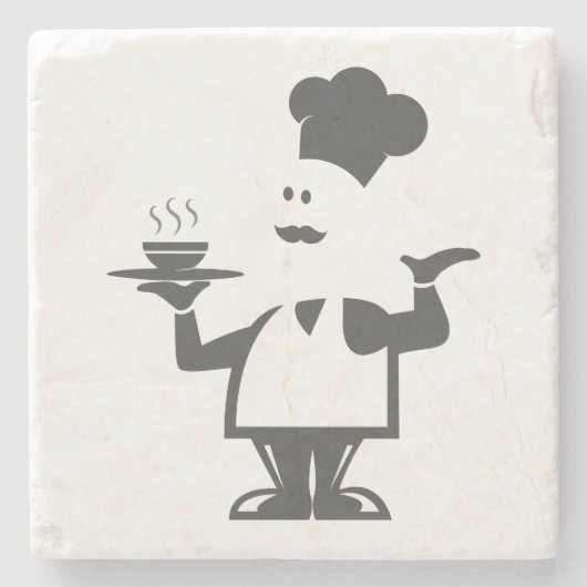 Dessous-de-verre En Pierre Chef tenant un bol de soupe (Devant)