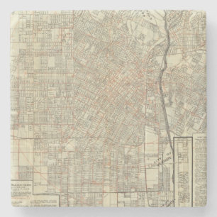 Dessous-de-verre En Pierre Chemins de fer de carte et de rue de sécurité à