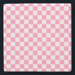 Dessous-de-verre En Pierre Chèque rose, Motif en damier, À damiers<br><div class="desc">à damiers Motif - damier blanc rose et crème.</div>