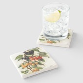 Dessous-de-verre En Pierre Cherries Botanique Carré d'impression (Côté)