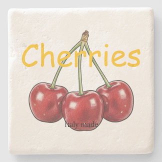 Dessous-de-verre En Pierre Cherries Italy made Eye catching Hand drawn art