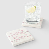 Dessous-de-verre En Pierre Cherry Blossom - Arrière - plan transparent (Côté)