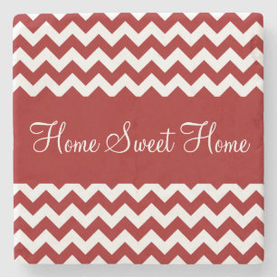 Dessous-de-verre En Pierre Cherry Red Chevron Stripes