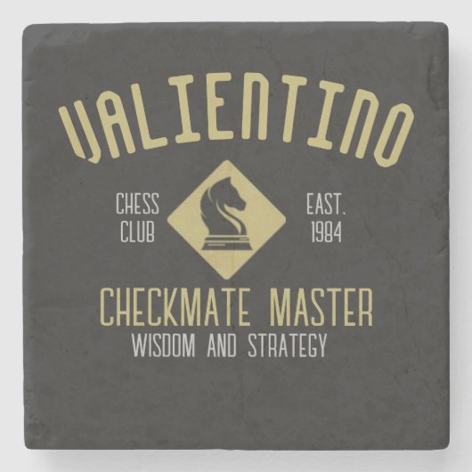 Dessous-de-verre En Pierre Chess  master horse custom name chessman (Devant)