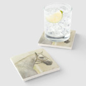 Dessous-de-verre En Pierre Cheval andalou grise (Côté)