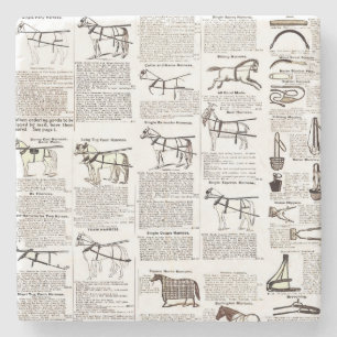 Dessous-de-verre En Pierre Cheval Antique Publicité Journal Art