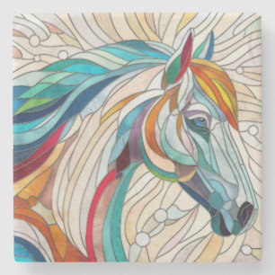 Dessous-de-verre En Pierre Cheval - Art numérique en mosaïque de verre