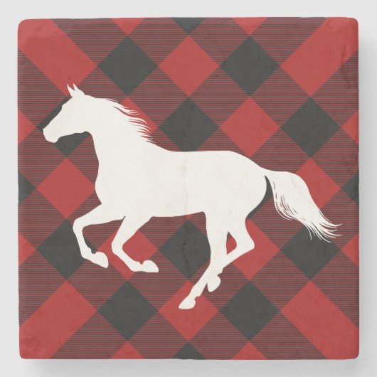 Dessous-de-verre En Pierre Cheval de Buffalo Plaid ou Auteur de Pony (Devant)