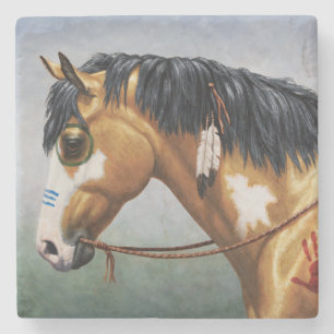 Dessous-de-verre En Pierre Cheval de guerre amérindien Buckskin Pinto