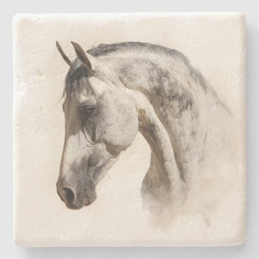 Dessous-de-verre En Pierre Cheval Equestre Elégant Art Peinture Equine (Devant)