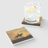 Dessous-de-verre En Pierre Cheval et cavalier (Côté)