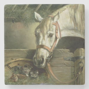 Dessous-de-verre En Pierre Cheval et chatons, 1890